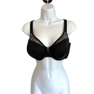 Cacique Black Bra Sheer Top 38D NWOT